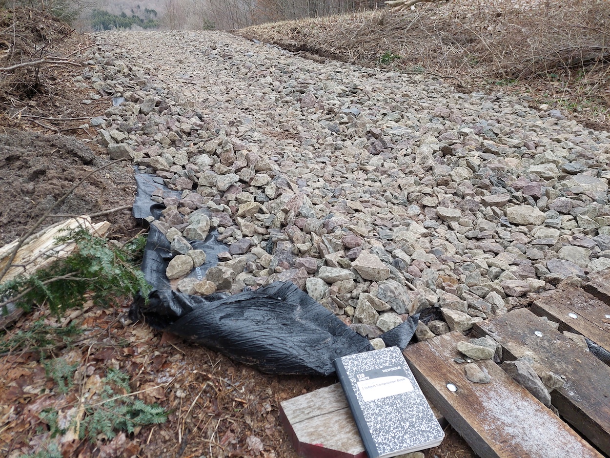 1 Geotextile separates large stone layer from subgrade