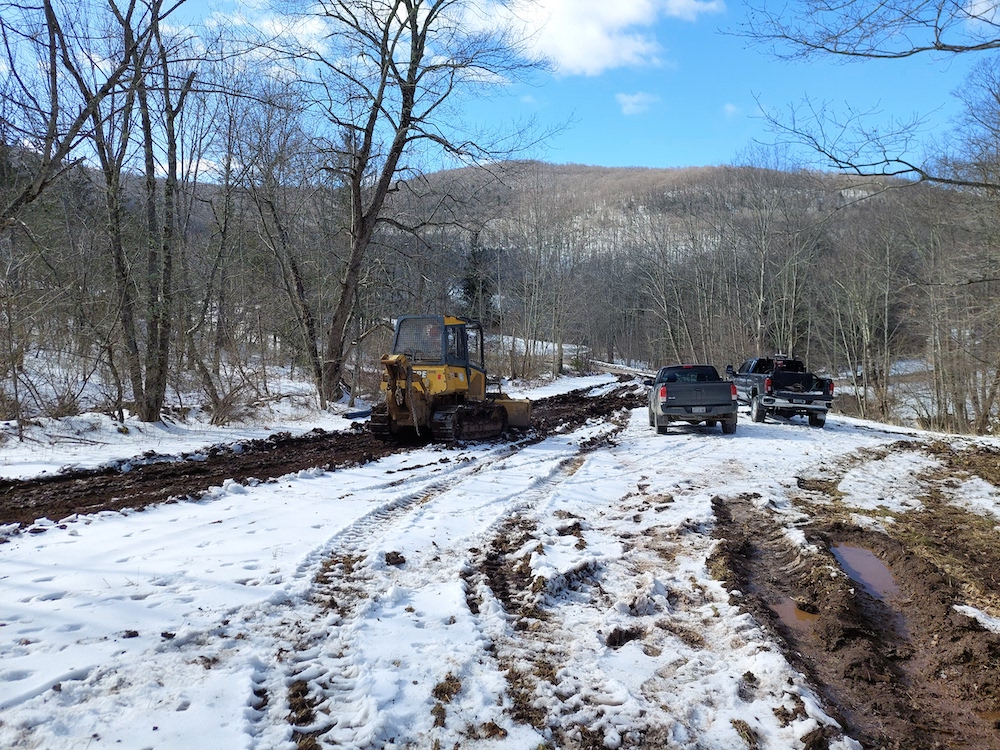 Bulldozer blading off topsoil