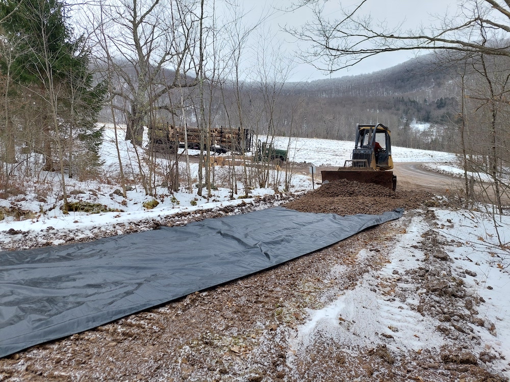 dozer spreading gravel