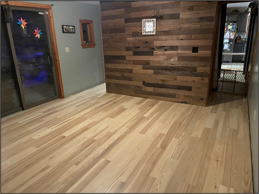 Wood flooring made from harvested ash.