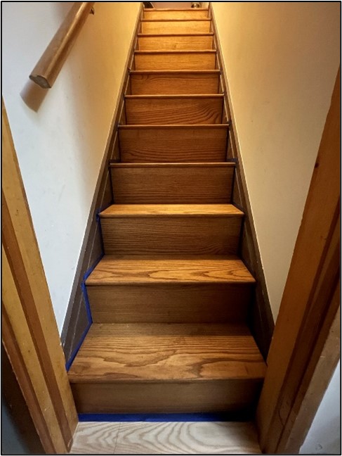 Wood steps made from harvested ash.