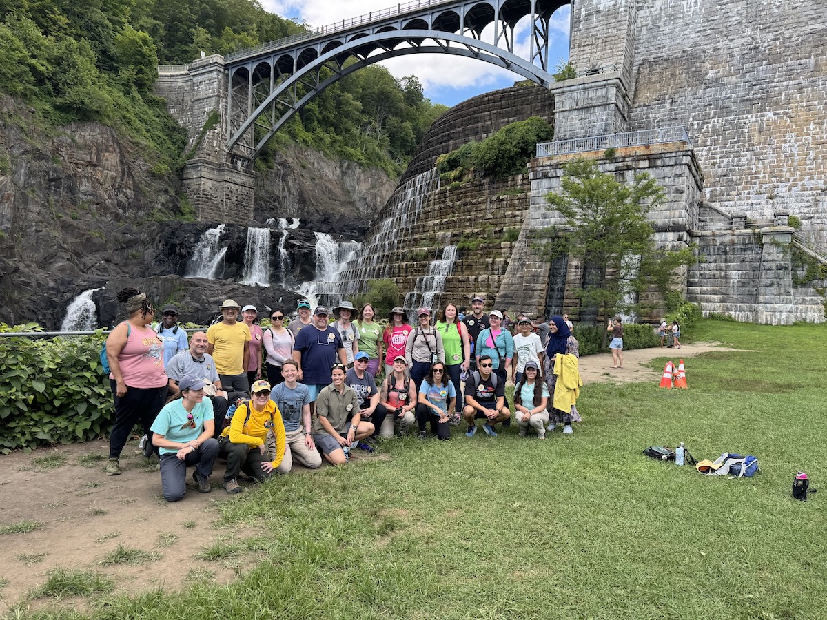 Group photo in front of the New Croton Dam. 