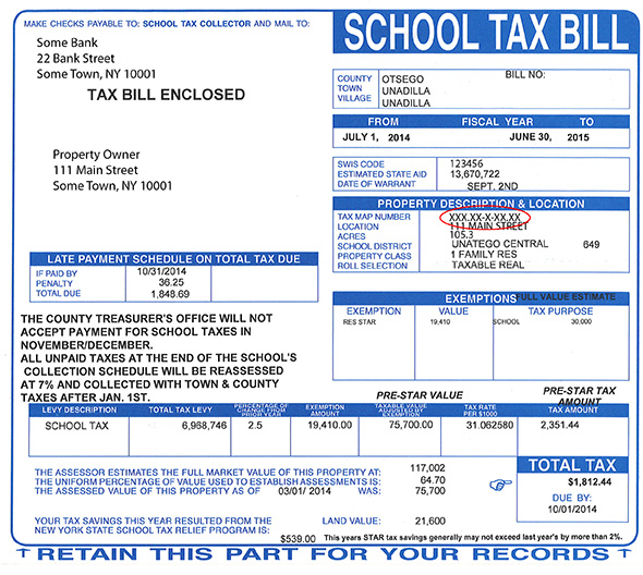 sample school tax bill