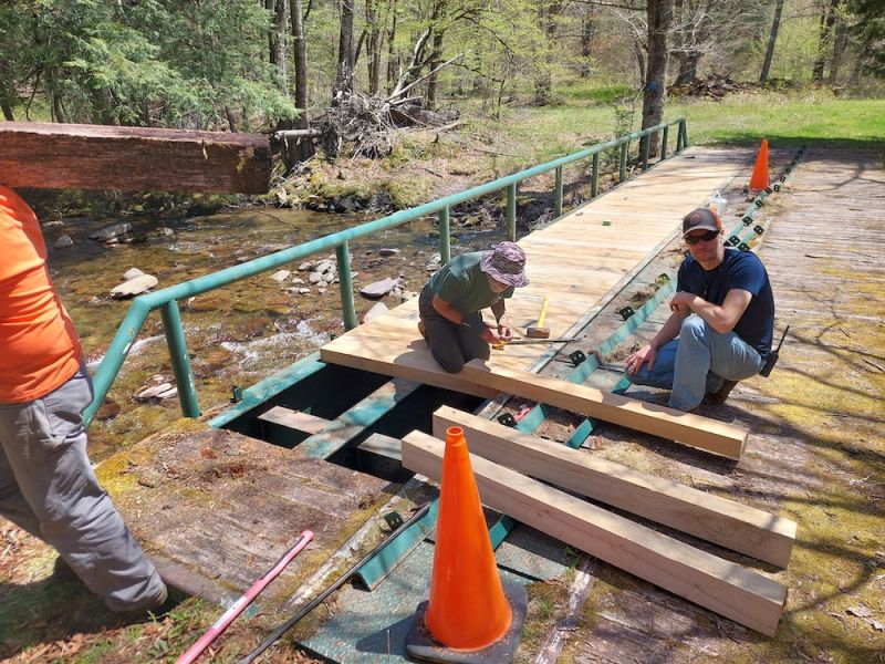 Repairing the 50-ft bridge at Frost Valley YMCA